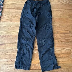 MARMOT PRECIP RAIN PANTS KIDS 10/12 L BLACK ZIP ANKLE SNAP BUTTON WATERPROOF